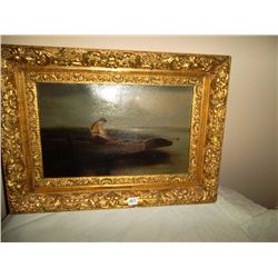 Oil on canvas "Woman on Boat"