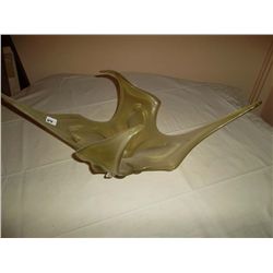 Green art glass vase