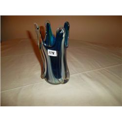 Blue art glass vase