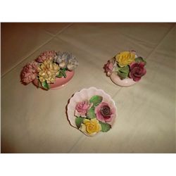 Porcelain flower posies in vases -3  Excellent condition