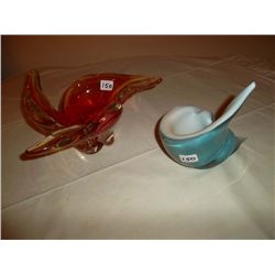 Art glass - 1 red; 1 blue