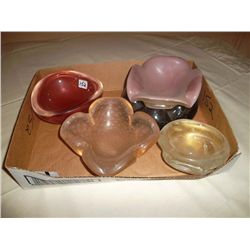Collection of heavy glass ashtrays