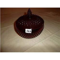 Ruby glass candy dish