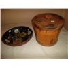 Image 1 : Painted wood bowl & wooden bucket
