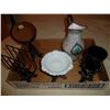 Image 1 : Black bathroom set (mirror, glass holder etc.) and enamel pitcher