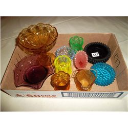 Collection of colored glass dishes