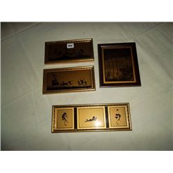 Set of 3 Art Nouveau silhouetttes of children frolicking. 1 Silhouette of Birch trees