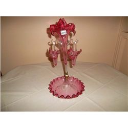 Cranberry glass epergne