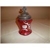 Image 1 : Cranberry glass cruet and lid