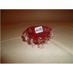 Small cranberry glass candy dish