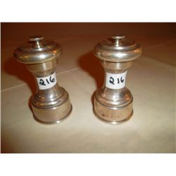 Pair of sterling silver pepper mills. 1930 Birmingham