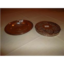 Silver trivet and small silver dish