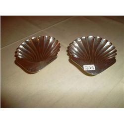 Sterling Silver pair of shell shaped nut dishes. 1916. Birks.