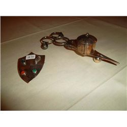 Sterling wick trimmer and brooch