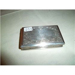 Sterling silver snuff box. Nathanial Mills (presentation) 1856