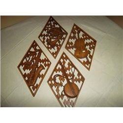 Wood wall art  Musical Instruments set of 4
