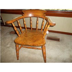 Captains chair with burl maple seat. Circa 1880