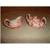 Image 1 : Cream and Sugar serving set. Red & White oriental pattern. Royal Crown Derby china