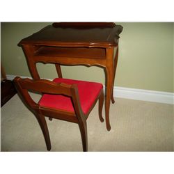 Telephone table and chair (slot for telephone book)