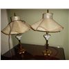 Image 1 : Pair of lamps Brass bottom with ivy on glass