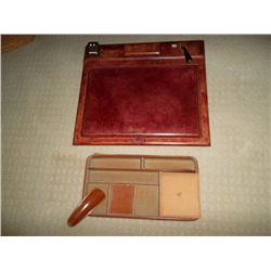 Leather desk set and masculine jewellery organizer