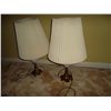 Image 1 : Pair of lamps Brass bottom with ivy on glass