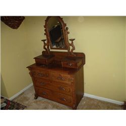 Walnut (also chestnut but predominantly walnut) dresser. Carved handles. Candle shelves. Circa 1880