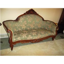 Walnut carved Victorian Sofa. Circa 1840 (part of a set - matching Mother and Father chairs and 5 si