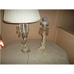 Pair of crystal lamps (one with shade/ one without)