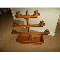 Maple table top "candleabra". Rectangle fruit box on bottom