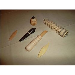 Assorted ivory pieces Apple corer etc.