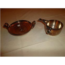 Silver drinking bowl-copy of 300 B.C. Greek kylix; Pouring vessel - copy 1st century Roman Trulla. 1