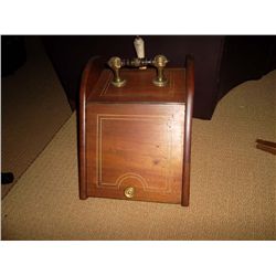 Coal hod and shovel. Rosewood inlaid light wood Early Victorian.
