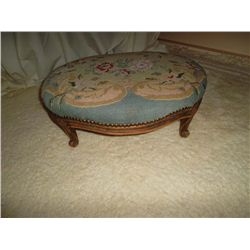Oval foot stool Needlepoint top Victorian