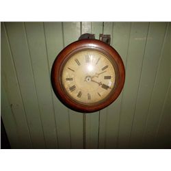 Wag on the Wall Clock - needs some repair Circular Mahogany frame. Hand painted clock fase. 1840-50