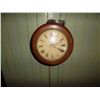 Image 1 : Wag on the Wall Clock - needs some repair Circular Mahogany frame. Hand painted clock fase. 1840-50