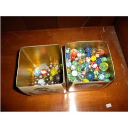 Marbles Two vintage tins.