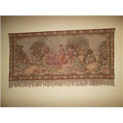 Man on mandolin serenading 2 Victorian ladies Tapestry