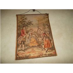 Artist painting Victorian lady w/ 1 aid and 1 onlooker Tapestry