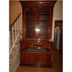 Tall Victorian pull front desk (secretary with bookcase on top and cupboard on bottom) Circa 1840