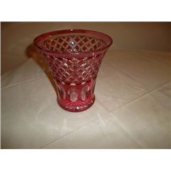 Cranberry cutglass vase.