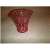 Image 1 : Cranberry cutglass vase.