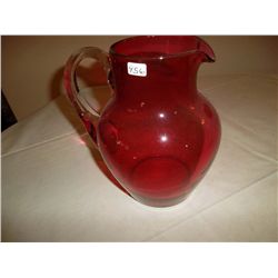Cranberry glass pitcher