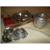 Image 1 : Aluminum ice bucket; art deco drink "jiggers" and assorted aluminum ware.