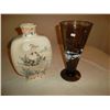 Image 1 : Hand painted smoked glass vase; 1 Asian vase
