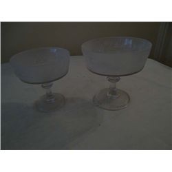Frosted glass compote dishes