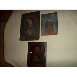Religious paintings on tin 2 - 1 on wood Russian Icon - Mid 1800's St. Serges authenticated by ROM