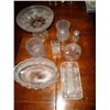 Image 1 : Fostoria Coin glassware collection. Compote with 1892 dimes. Tooth pick holder with American dollars