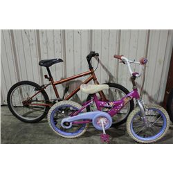 2 BIKES-  PINK DISNEY KIDS BIKE & ORANGE KIDS MTN BIKE