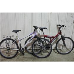 2 BIKES- GREY CCM MTN BIKE & RED ARASHI MTN BIKE